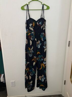 Band of Gypsies XS Floral Wide Leg Jumpsuit Boho